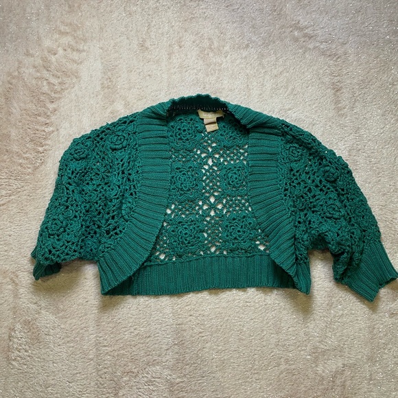 Forever 21 Sweaters - Forever 21 Green Crochet Women Sweater